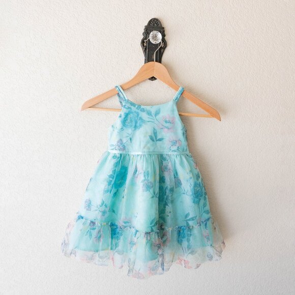 Zenzi Girl’s Dress Size 4T Aqua Blue Floral Tulle Party Formal Special Occasion - Picture 1 of 7